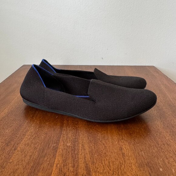 Rothy's The Loafer Black Blue Trim Slip On Flats - Picture 1 of 8